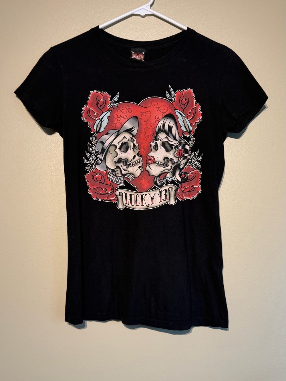 Y2K Lucky13 Mall Goth Emo Sugar Skull Tee